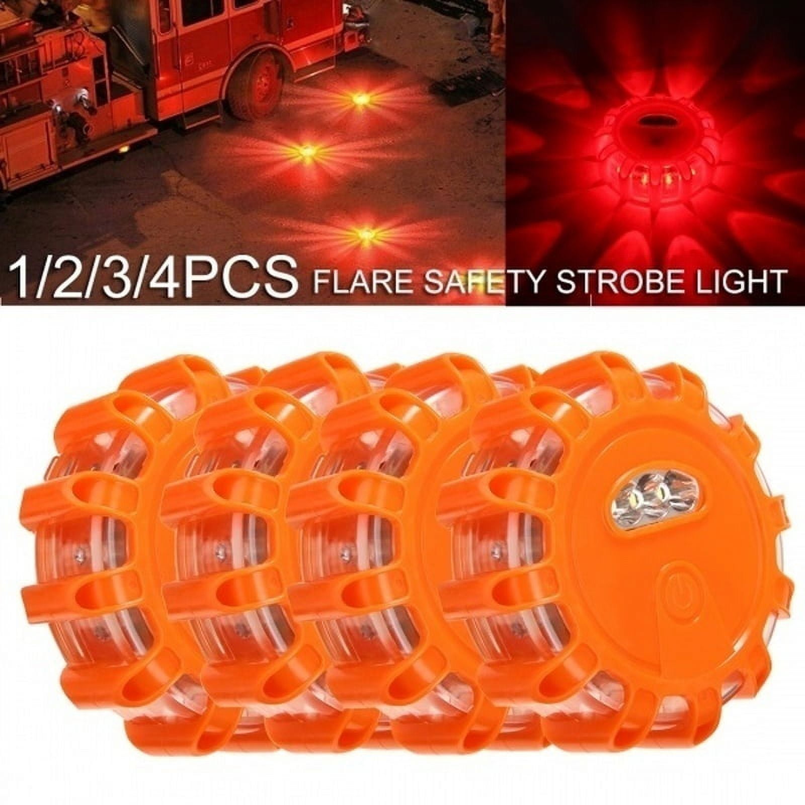 1/2/3/4Pcs LED Road Roadside Light Emergency Safety Flashing Beacon