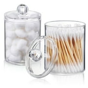 1/2/3/4pcs Dispenser Clear Plastic Apothecary Jars - Multipurpose Holder Storage Canister Clear Plastic Acrylic Jar Containers for Cotton Ball | Cotton Swab | Q-Tips | Cotton Rounds