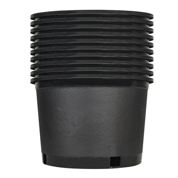 Netuera Short 2 Gallon Round Black Plastic Nursery Pot with Drainage Holes