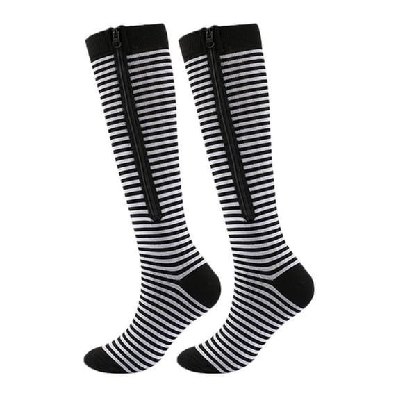 1/2/3/5 Pairs 20-30mmhg Compression Socks with Zipper for Men & Women Close Toe Knee High Sports Clothing Stocking Athletic Socks