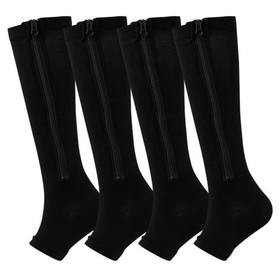 1/2/3/5 Pairs 20-30mmhg Compression Socks with Zipper for Men & Women Open Toe Knee High Sports Clothing Stocking Athletic Socks