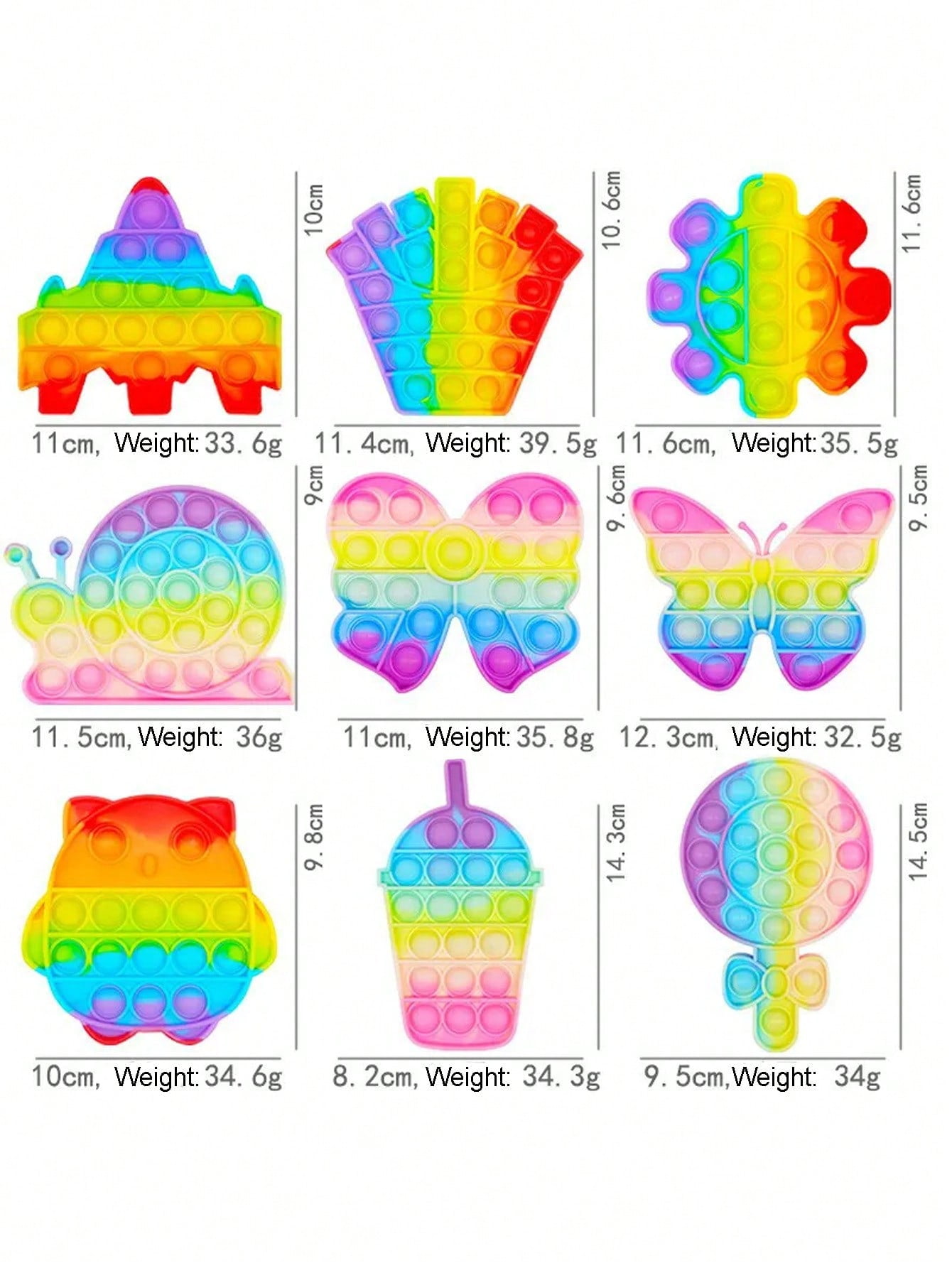 1/2/3/5pcs Pop it Toy, Pop It Fidget Toy Set popit Game Stress Relief ...