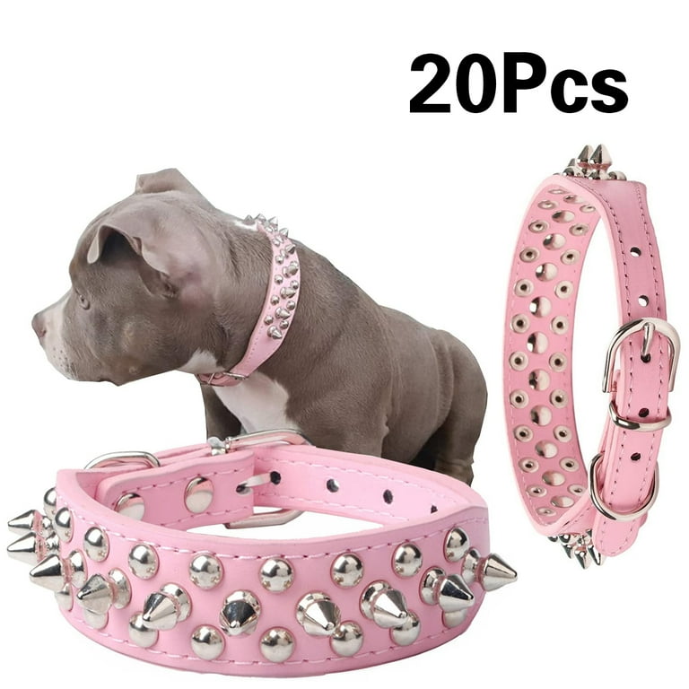 Pink spiked top dog collars pitbulls