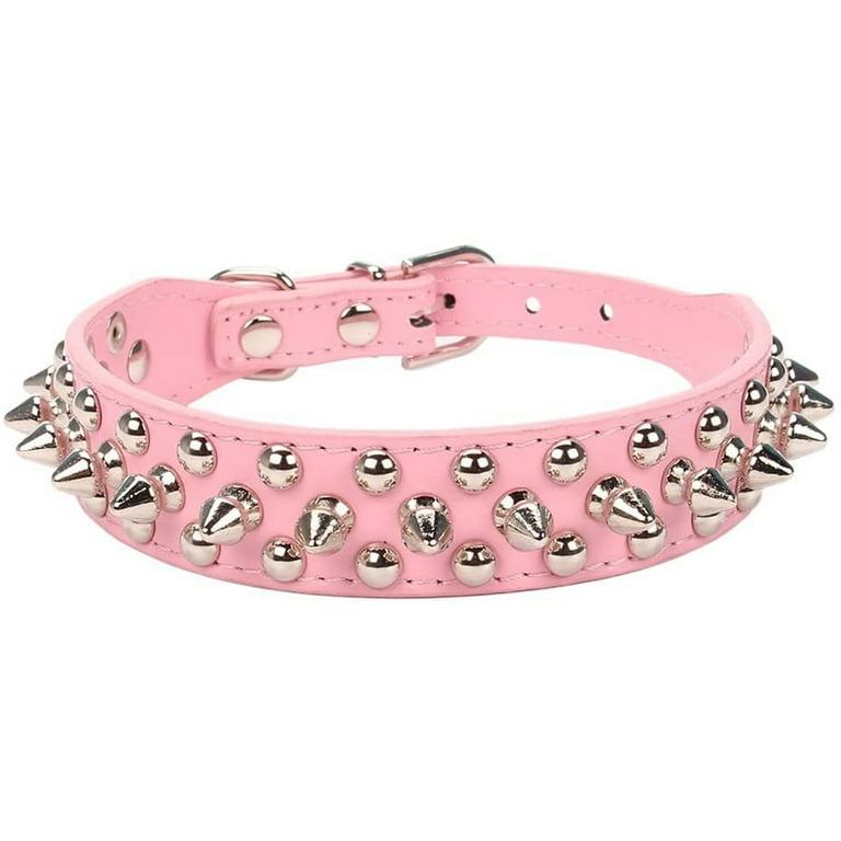 Pink spiked on sale collar pitbull