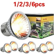 1/2/3/6-Pack UVA+UVB 25W/50W/75W Bulbs, Heat and Light for Reptile and Amphibian Tanks, Terrariums and Cages, Works with various lamp accessories