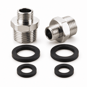 1/2 to 3/8 Reducer Faucet Adapter - Compression Brass Pipe Fitting, 3/8 Male to 1/2 Male Supply Line Adapter for RV Kitchen Plumbing, Water Hose Pipe Connector with Rubber Washer, (2 Pack)