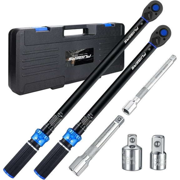 1/2 3/8 inch Drive Click Torque Wrench Set,2 Pcs Torque Wrenches 10-170 FT.LB/13.6-230.5Nm,10-110 FT.LB/13.6-149.2Nm,±3% High Accuracy Torquimetro for Bike, Moto and Car Repair