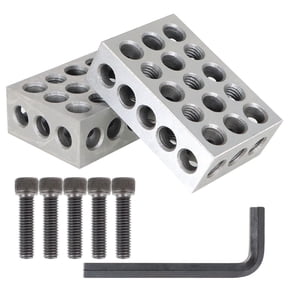 1-2-3 Blocks Hardened Steel Matched Pair 23 Holes (1x2x3) 123 Set with Screws & HEX KEY Precision Ground Machinist Set Up Blocks