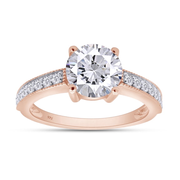1 2/3 Ct Round Cut Lab Created Moissanite Diamond Solitaire Engagement Wedding Ring In 14K Rose Gold Plated Sterling Silver(G-H Color,1.66 Cttw)-9.5