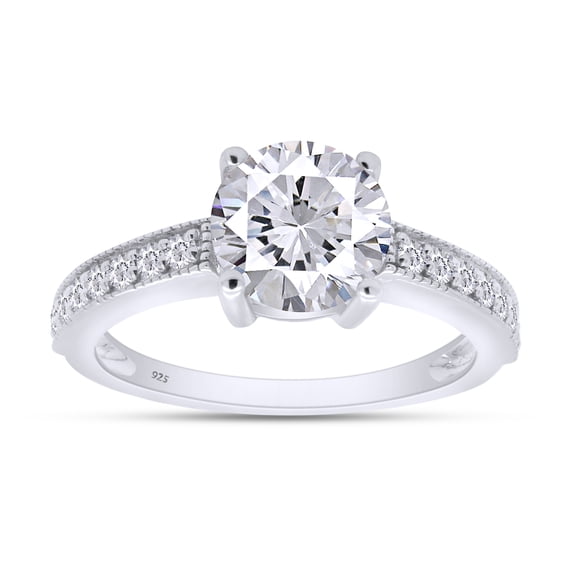 1 2/3 Ct Round Cut Lab Created Moissanite Diamond Solitaire Engagement Wedding Ring In 14K White Gold Plated Sterling Silver(G-H Color,1.66 Cttw)-4