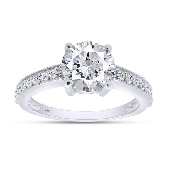 1 2/3 Ct Round Cut Lab Created Moissanite Diamond Solitaire Engagement Wedding Ring In 14K White Gold Plated Sterling Silver(G-H Color,1.66 Cttw)-6