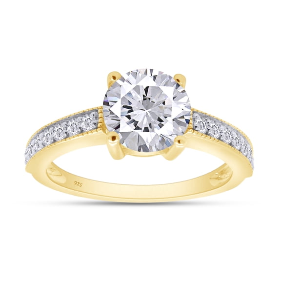 1 2/3 Ct Round Cut Lab Created Moissanite Diamond Solitaire Engagement Wedding Ring In 14K Yellow Gold Plated Sterling Silver(G-H Color,1.66 Cttw)-8.5