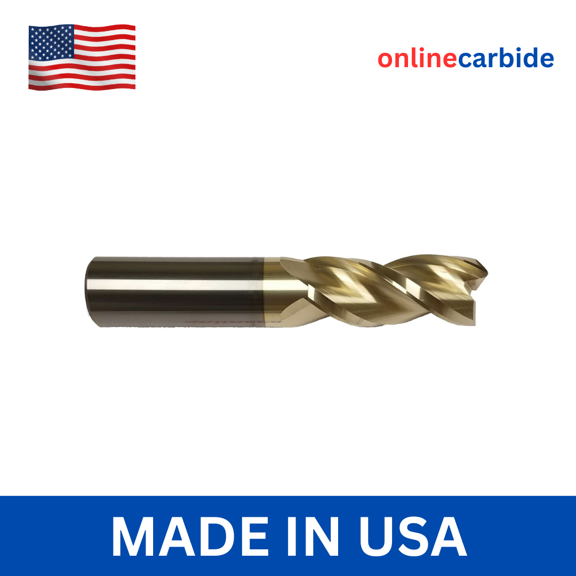 1/2" 3 FLUTE LONG CARBIDE END MILL FOR ALUMINUM - .030 RADIUS - ZRN COATED