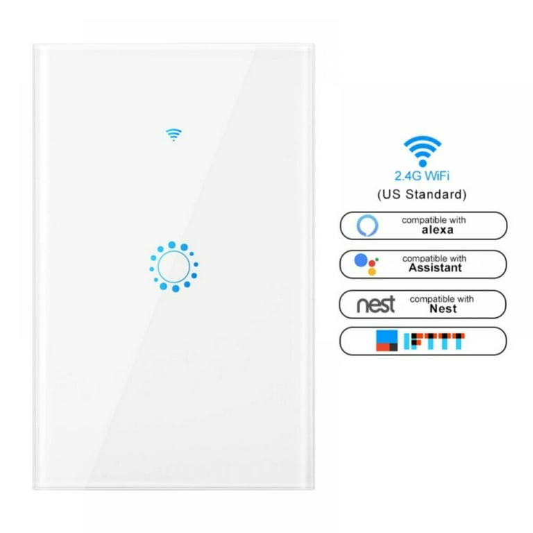 Wireless Wall Switch Smart WiFi Touch Light Switch - 1/2/3 Gang, Works With Alexa & Google Home, Glass Panel Smart Switch 3 Gang - Foto 3