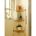 thumbnail image 1 of 1/2/3-Layers Corner Shelf Wood Display Stand Boho Home Decoration Pastoral Style Macrame Handmade Floating Shelves Living Room, 1 of 9