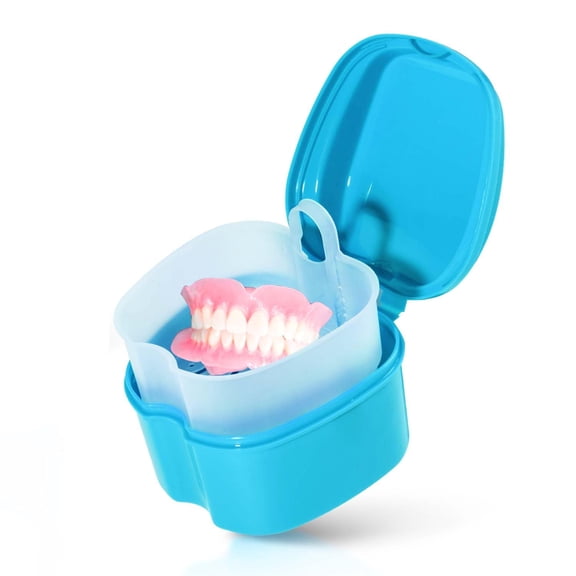 1/2/3 Pack Denture Bath Case Cup Box Denture Storage Soak Container with Strainer Basket for Travel Denture Cleaning