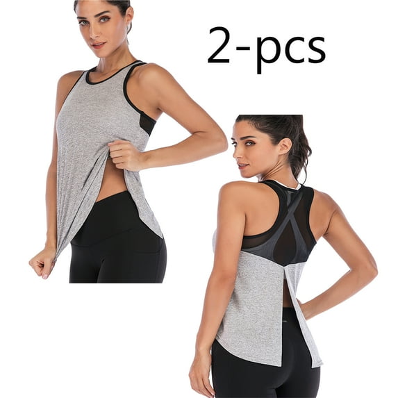 1/2/3 Pack Fitness Yoga Shirts for Women Workout Tops Racerback Athletic Tank Tops Gym Exercise Vest