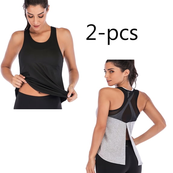 1/2/3 Pack Fitness Yoga Shirts for Women Workout Tops Racerback Athletic Tank Tops Gym Exercise Vest