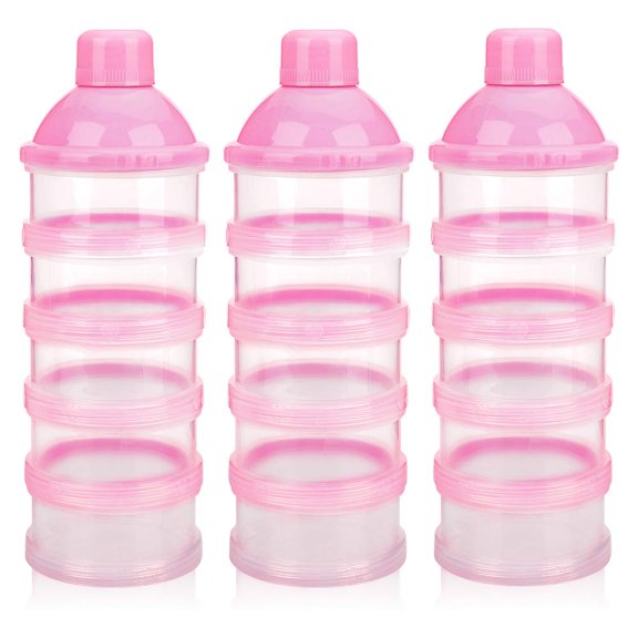 1/2/3 Pack Formula Dispenser On The Go, 5 Compartments Stackable Formula Container for Travel, Baby Milk Powder Kids Snack Container, BPA Free