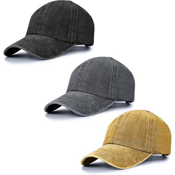 1/2/3 Pcak Baseball Cap Unisex Vintage Washed Distressed Cap,Retro Adjustable Dad Hats,Baseball Hat for Men Women