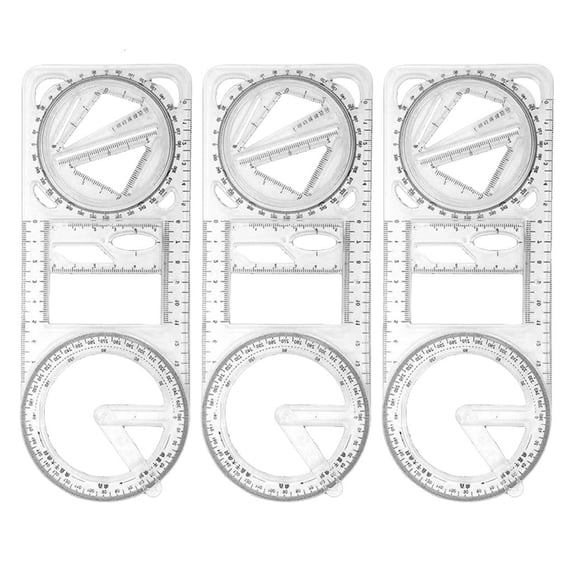 1/2/3 Pcs Geometric Ruler Draft Ruler Mathematics Drawing Ruler Measuring Tool
