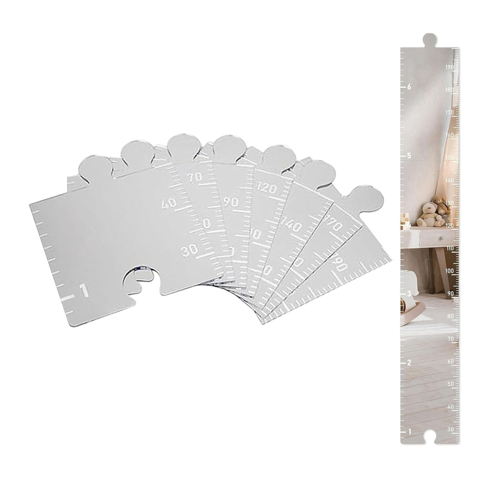 1/2/3 Pcs Kids Growth Chart Wall Hanging | Dry Erase Mirror Height ...