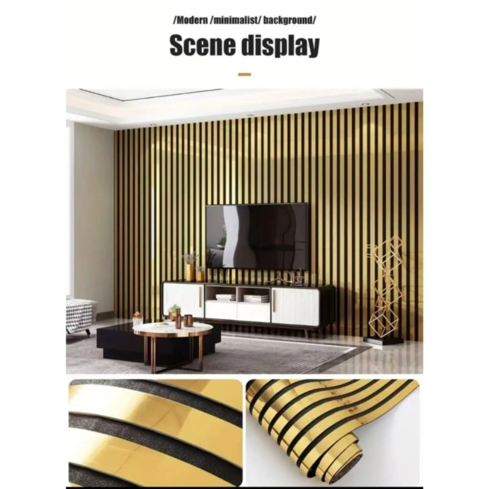 1/2/3 Rolls Package, 3D Stereo Carved Metal Groove Wall Stickers Sound-Absorbing & Noise-Reducing PVC Material, Peel-and-Stick Thickened Version, Suitable for Kitchen Walls, Bathroom Walls, Living Ro