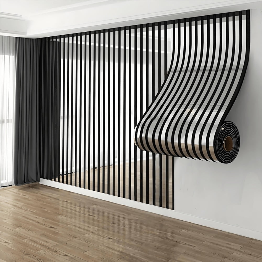 Rolls 3D Stereo Carved Metal Groove Wall Stickers – Sound-Absorbing PVC, Peel-and-Stick for Kitchen, Bathroom, Living Room