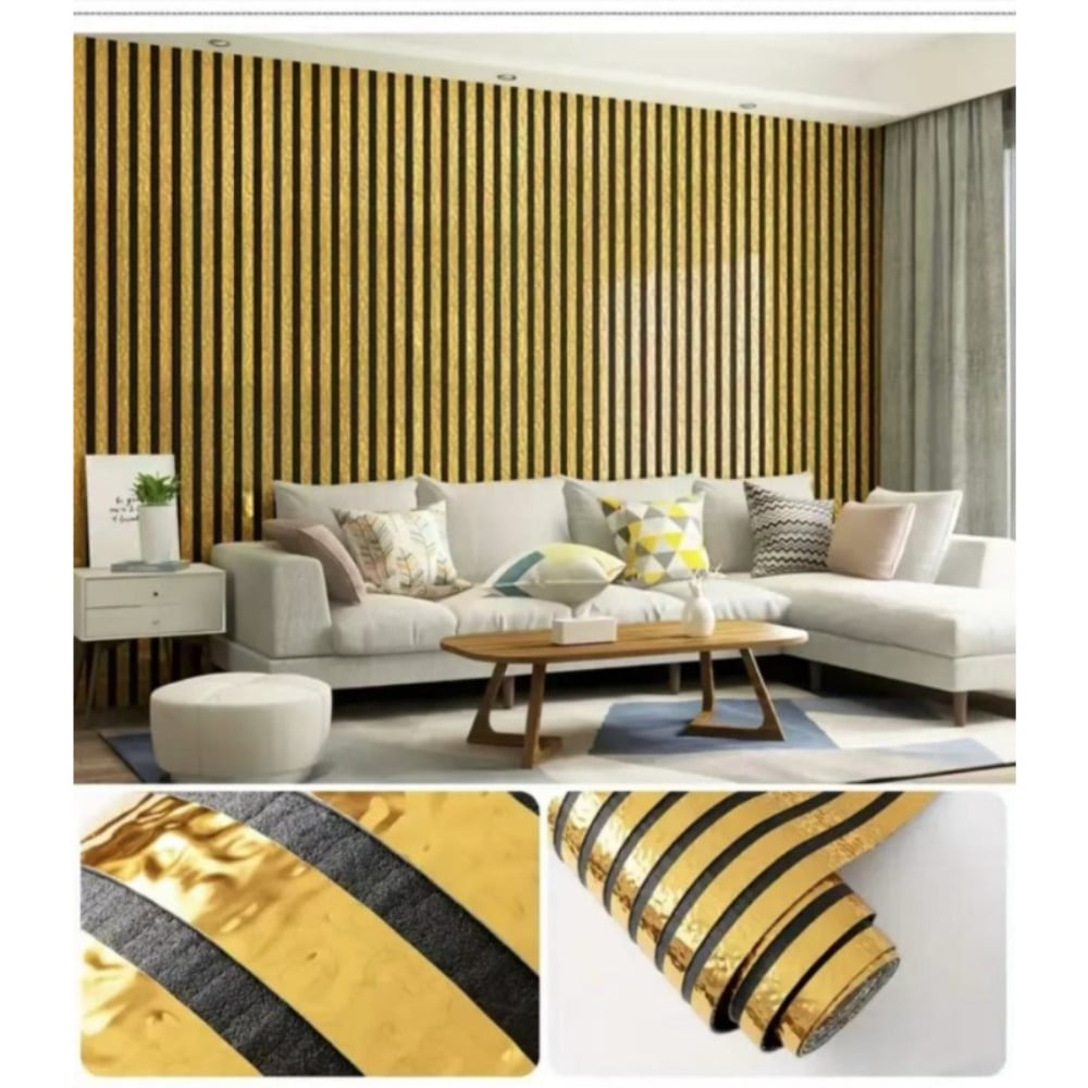 1/2/3 Rolls Package, 3D Stereo Carved Metal Groove Wall Stickers Sound-Absorbing & Noise-Reducing PVC Material, Peel-and-Stick Thickened Version, Suitable for Kitchen Walls, Bathroom Walls, Living Ro