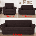 thumbnail image 1 of 1/2/3 Seate Sofa Covers Stretch Knitted Jacquard Sofa Cushion Slipcover For Living Room Furniture Protector With Individual Seat Cushion Covers, Dark Brown, 3 Seater Sofa Covers, 1 of 9