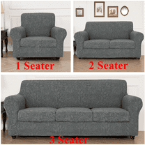 1/2/3 Seate Sofa Covers Stretch Knitted Jacquard Sofa Cushion Slipcover For Living Room Furniture Protector With Individual Seat Cushion Covers, Dark Gray, Armchair Covers