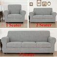 thumbnail image 1 of 1/2/3 Seate Sofa Covers Stretch Knitted Jacquard Sofa Cushion Slipcover For Living Room Furniture Protector With Individual Seat Cushion Covers, Light Gray, 3 Seater Sofa Covers, 1 of 9
