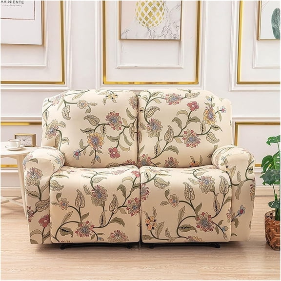 1/2/3 Seater Recliner Sofa Seat Covers Fabric Stretchy 4/6/8-Pieces Couch Slipcover Armchair Cover Non-Slip Furniture Protector, Elastic Spandex Soft Recliner Chair Protectors with Side Pocket