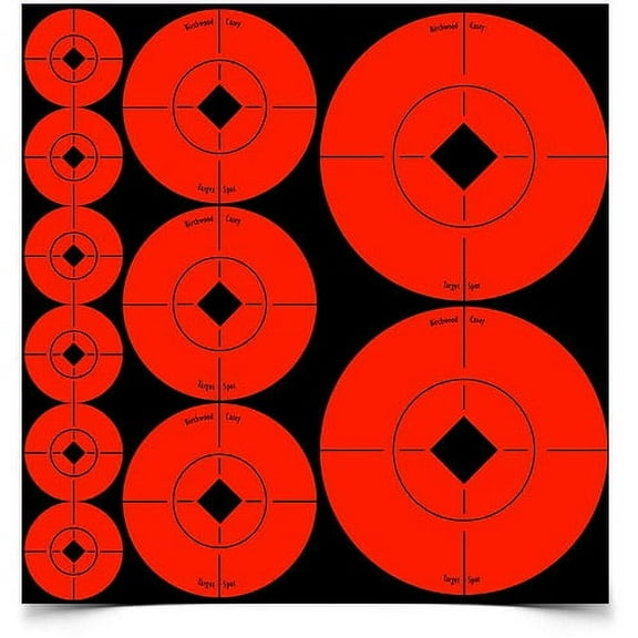 Birchwood Casey Target Spots Orange Assorted Size High-Contrast Self-Adhesive Paper Shooting Targets for Gun Practice (33928)