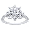 thumbnail image 1 of 1 2/3 ct. t.w 6.5MM Round Cut Lab Created Moissanite Diamond Halo Flower Wedding Engagement Ring For Women In 14K Solid White Gold (G-H Color, VVS1 Clarity, 1.65 Cttw)-5.5, 1 of 7