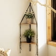 thumbnail image 1 of 1/2/3-tier Floating Wall Shelf Wood Triangle Corner Display Stand Boho Home Decoration Living Room Bedroom Wall Hanging Decor, 1 of 10