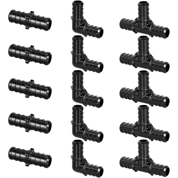 1/2" Poly PPSU Barb Crimp PEX Fitting, 15pcs PEX Fitting Combo, Elbows Tees Straight Couplings Set, No Lead