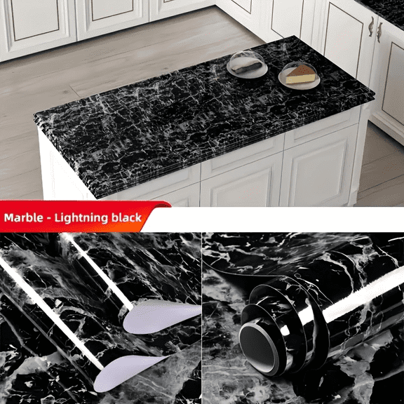 1/2/3PCS Large Self-Adhesive Marble Wallpaper – Waterproof Heat-Resistant PVC Film, Peel and Stick Countertop & Wall Covering – for Kitchen, Bathroom, Cabinets, Floors