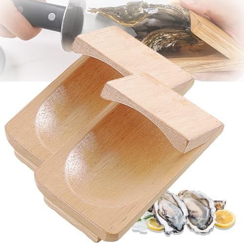 1/2/3PCS Oyster Shucking Clamp, 8×13cm Wood Shucking Clamp Oyster Shucking Protector, Wooden Holder Oyster Shucking Clamp, Oyster Opener Tool for Kitchen Home Outdoor Barbecue Camping (2PCS)