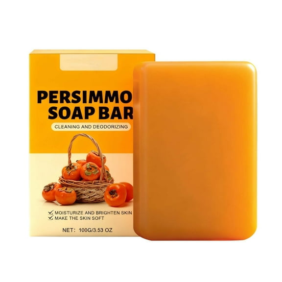 1/2/3PCS Persimmon Soap Bar, Persimmon Soap for Old People Smell, Handmade Natural Soaps for Better Skin, Suitable for Face and Body, Made for Sensitive & Mature Skin, 100g