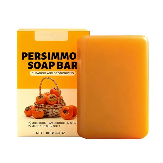 1/2/3PCS Persimmon Soap Bar, Persimmon Soap for Old People Smell, Handmade Natural Soaps for Better Skin, Suitable for Face and Body, Made for Sensitive & Mature Skin, 100g