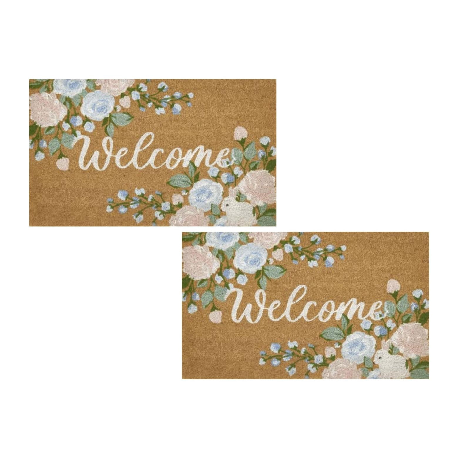 1/2/3PCS Vintage Flower Coir Doormat Retro Floral Rug for Front Door, Indoor Outdoor Welcome Mat Spring Home Entryway Outside Yard Home Decoration