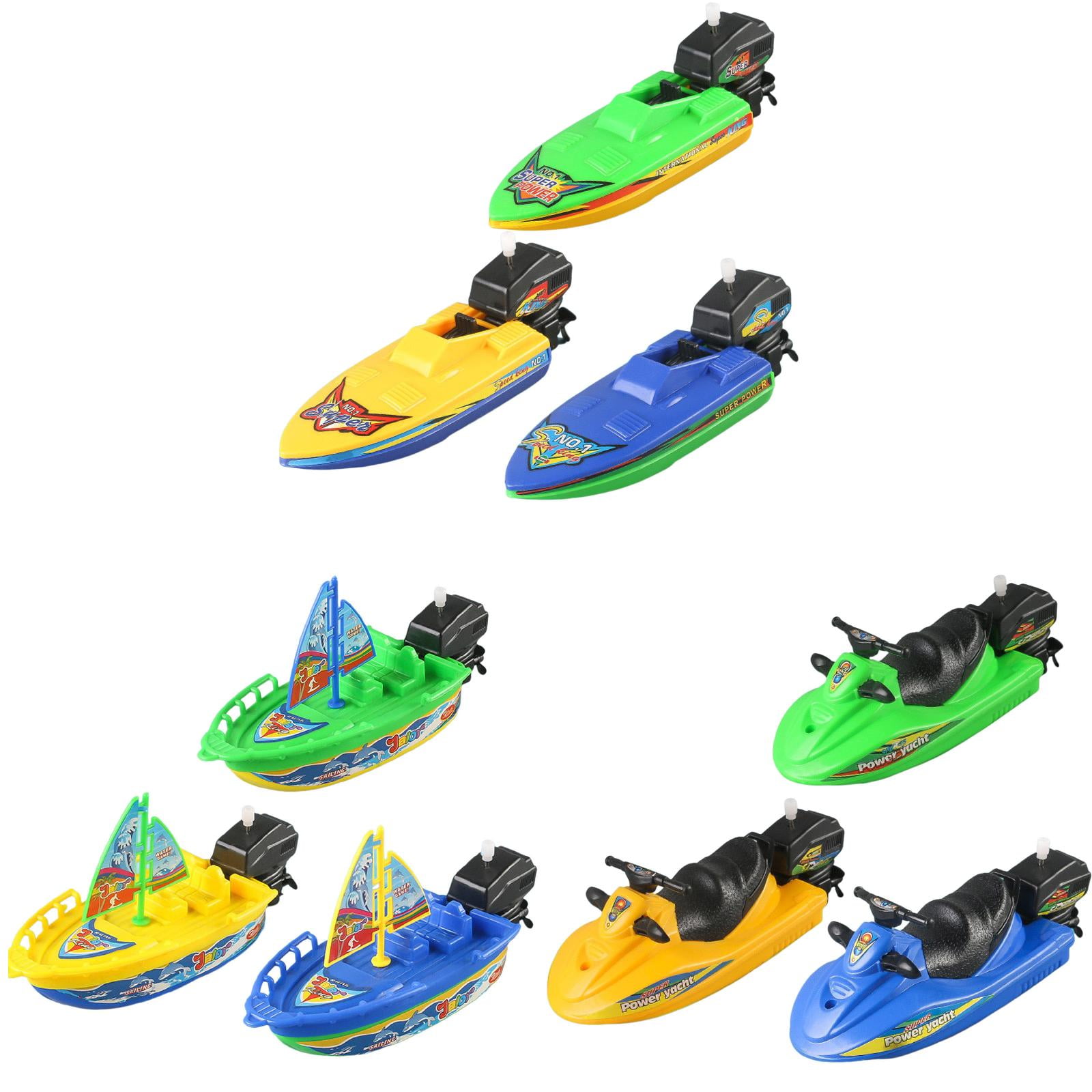 1/2/3PCS Wind Up Bathtub Boat Toys, Floating Vehicles Playset Boatsail ...