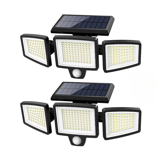 1/2/3Pcs Solar Outdoor Garden Light, 210 LED 2500LM, 3-Head Motion Sensor Security Light, IP65 Waterproof, 3 Modes, for Yard, Garage, Pathway & Valentine's Gift