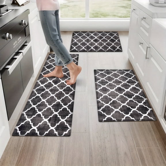 1/ 2/ 3pcs Flannel Soft Kitchen Rugs Non Slip Washable, Throw Mat, Non-Skid Runner Mat, Floor Mat, Doormat, Living Room Laundry Bathroom Water-absorbing Mat Set, Area Mat, Decor