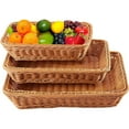 thumbnail image 1 of 1/2/3pcs Poly Wicker Bread Basket Woven Bread Baskets Rattan Fruit Basket Tabletop Food Basket for Vegetables Restaurant Home Kitchen Serving Display, 1 of 9