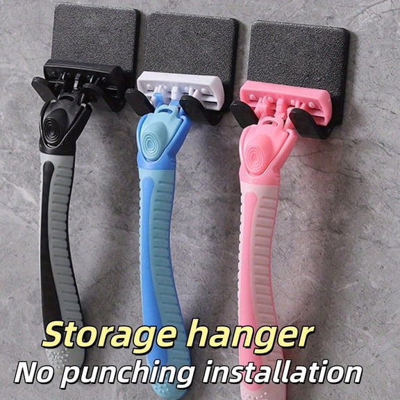 1/2/3pcs Wall Mounted Shaver Storage Rack, Wall Mounted Key Hanger, Free Punching Wall Hook, Multifunctional Hook For Household Bathroom Kitchen Room, Bathroom Accessories, Utility Hooks