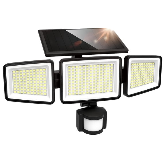 (1/2/4/6) Pack 3-Head Solar Security Lights with Motion Sensor, 302-LED 3000LM Super Bright, IP54 Waterproof Outdoor Flood Light, 270° Wide-Angle Illumination 3 Modes for Garden/Yard/Patio
