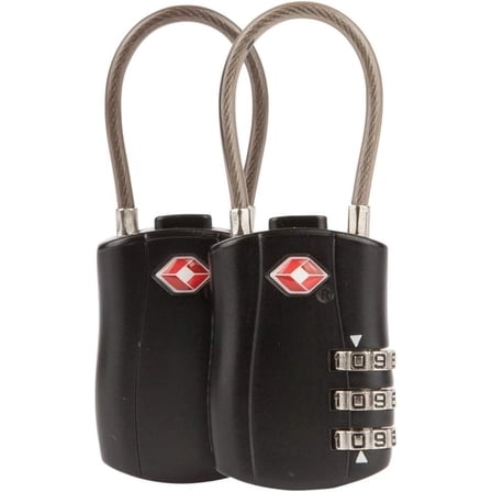 1/2/4/6 Pack TSA Approved Travel Combination Cable Luggage Locks for Suitcases & Backpacks - Black