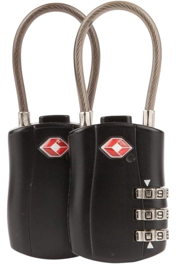 1/2/4/6 Pack TSA Approved Travel Combination Cable Luggage Locks for Suitcases & Backpacks - Black